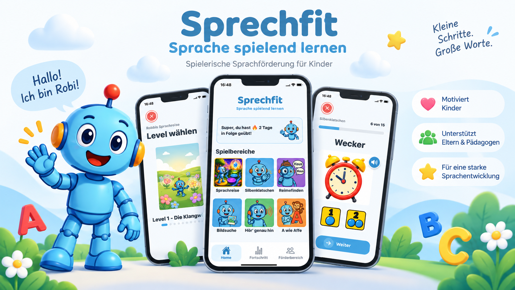 Sprechfit-App mit spielerischen Übungen zur Sprachförderung