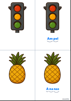 Vorschau Silbenkarte Ampel und Ananas