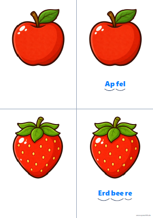 Vorschau Silbenkarte Apfel und Erdbeere