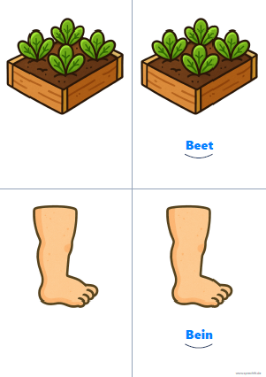 Vorschau Silbenkarte Beet und Bein