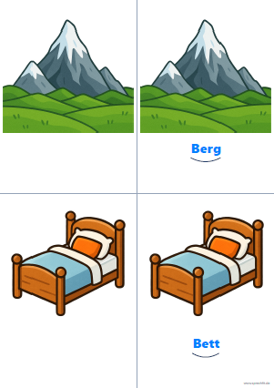 Vorschau Silbenkarte Berg und Bett