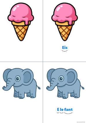 Vorschau Silbenkarte Eis und Elefant