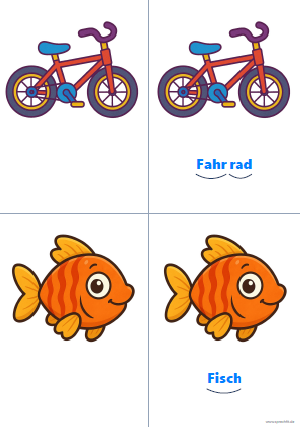 Vorschau Silbenkarte Fahrrad und Fisch
