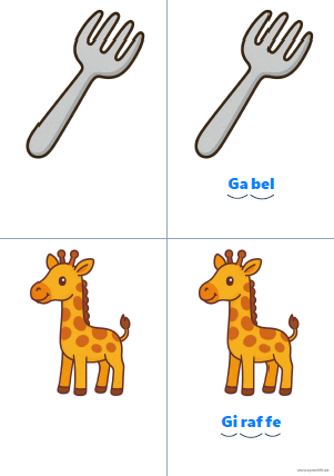 Vorschau Silbenkarte Gabel und Giraffe