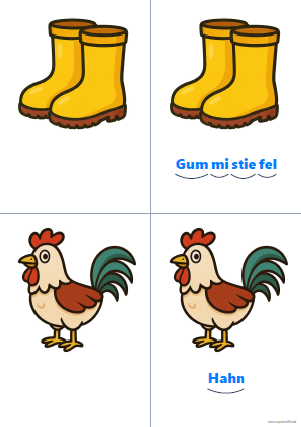 Vorschau Silbenkarte Gummistiefel und Hahn