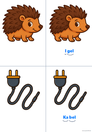 Vorschau Silbenkarte Igel und Kabel