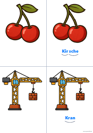 Vorschau Silbenkarte Kirsche und Kran