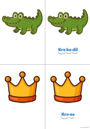 Vorschau Silbenkarte Krokodil und Krone