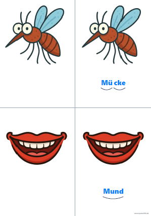 Vorschau Silbenkarte Mücke und Mund