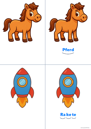 Vorschau Silbenkarte Pferd und Rakete