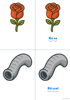 Vorschau Silbenkarte Rose und Rüssel