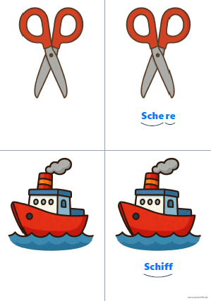 Vorschau Silbenkarte Schere und Schiff