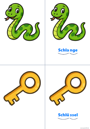 Vorschau Silbenkarte Schlange und Schlüssel