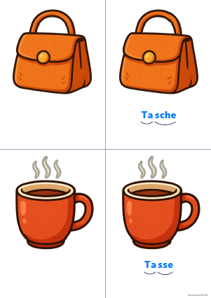 Vorschau Silbenkarte Tasche und Tasse