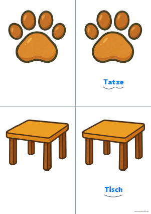 Vorschau Silbenkarte Tatze und Tisch