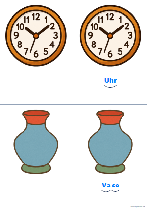 Vorschau Silbenkarte Uhr und Vase