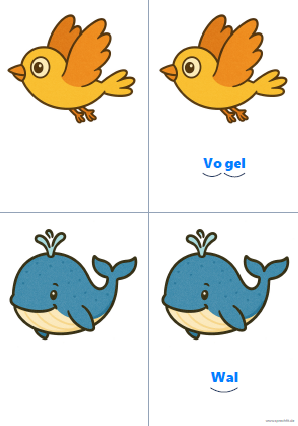 Vorschau Silbenkarte Vogel und Wal