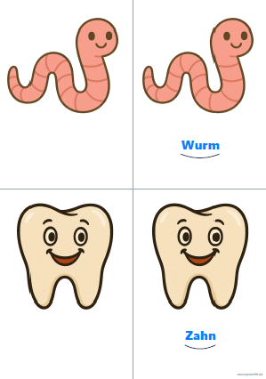 Vorschau Silbenkarte Wurm und Zahn