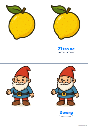 Vorschau Silbenkarte Zitrone und Zwerg