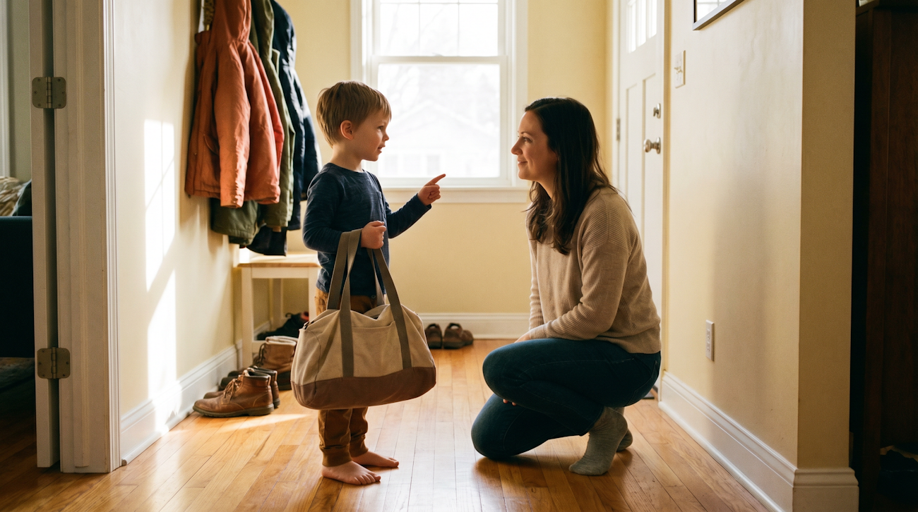 Ein neugieriges Kind im Gespräch, das motiviert Fragen stellt, um sich auf die Einschulung vorzubereiten.