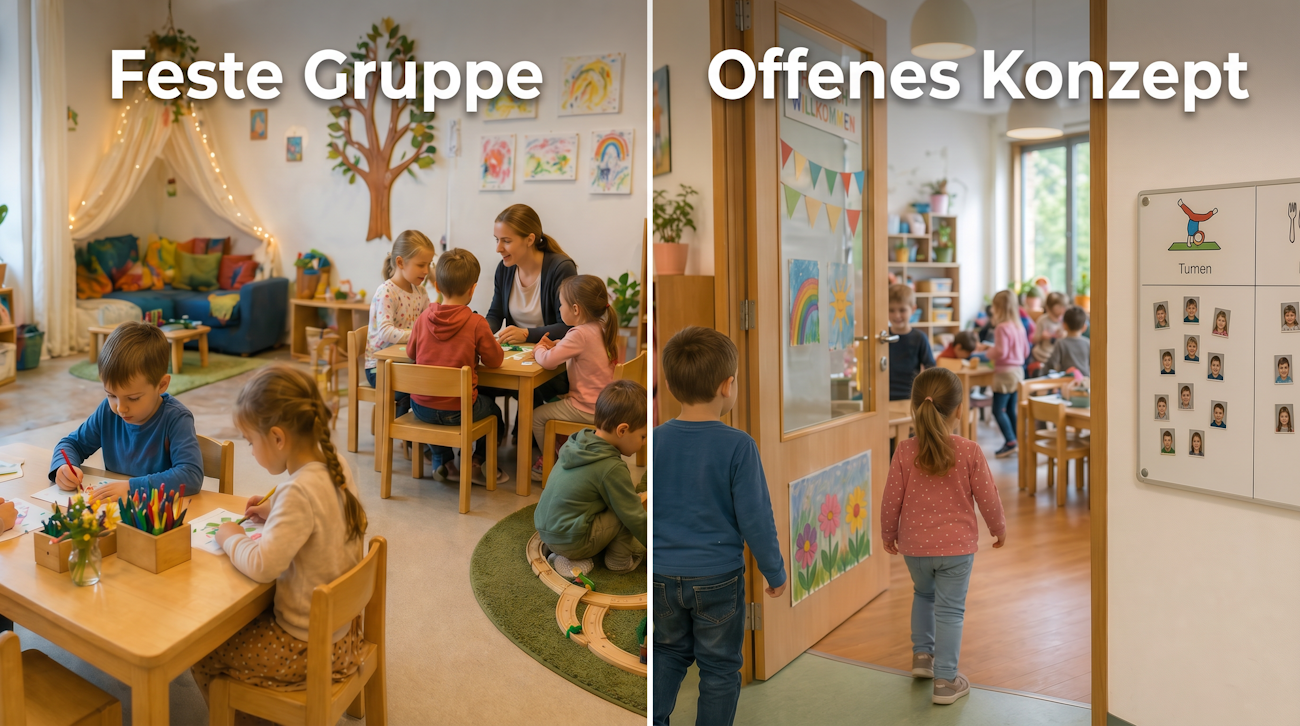 Kindergartenalltag im offenen Konzept und in fester Gruppe
