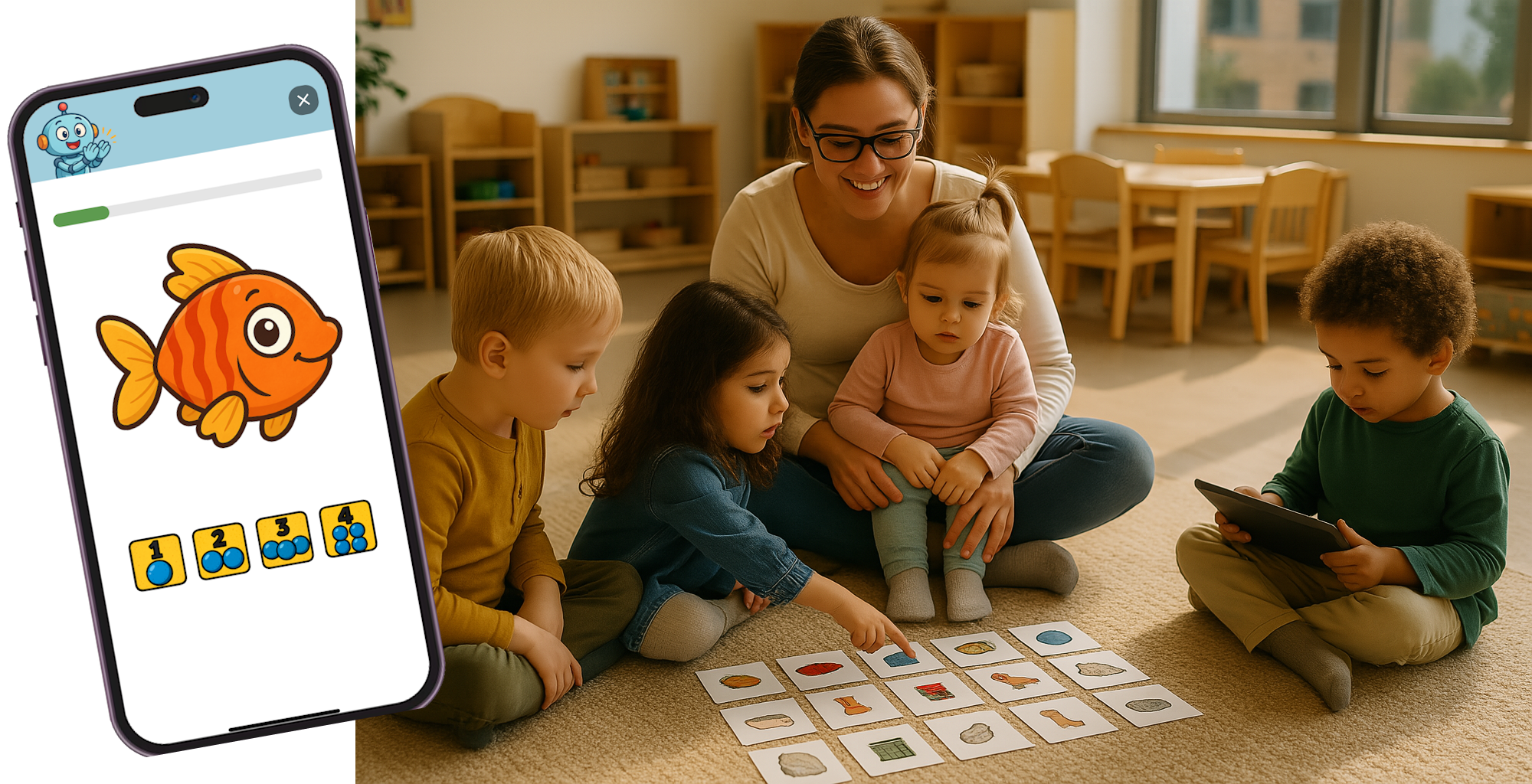 Foto Kinder mit Erzieherin