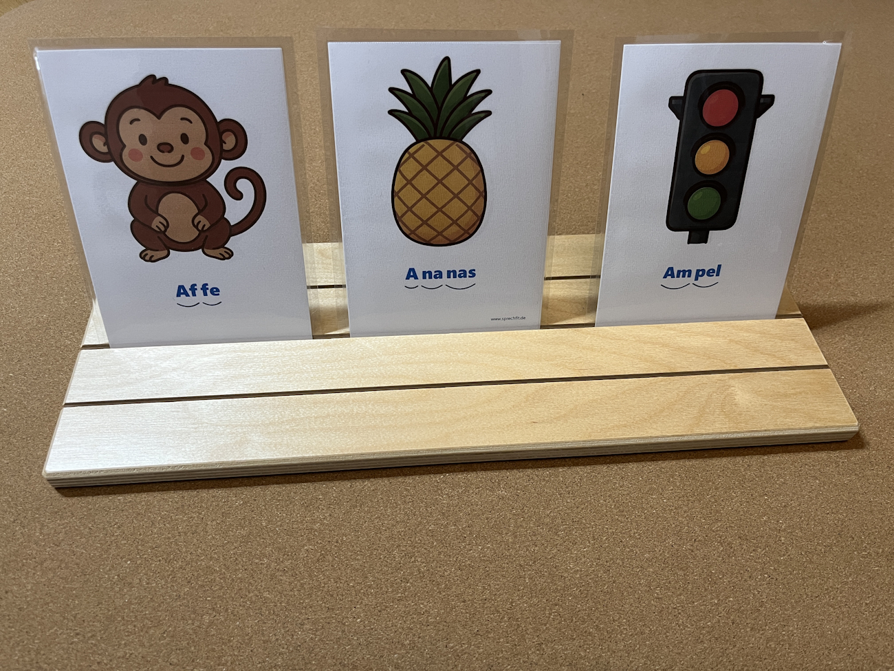 Silbenkarte Affe, Ananas, Ampel