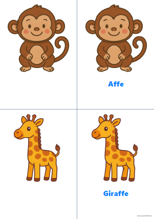 Vorschau Reimkarte Affe und Giraffe