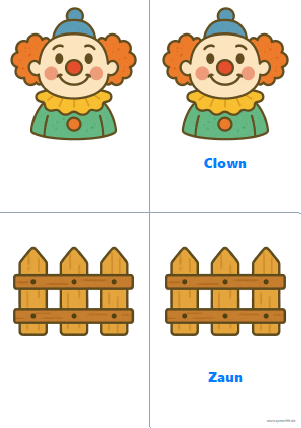 Vorschau Reimkarte Clown und Zaun