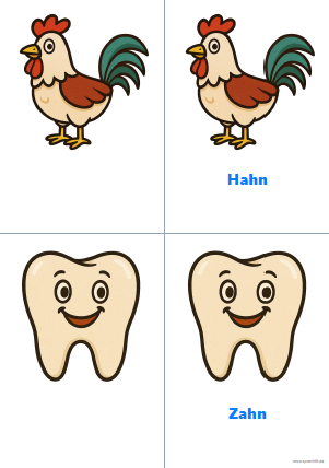 Vorschau Reimkarte Hahn und Zahn