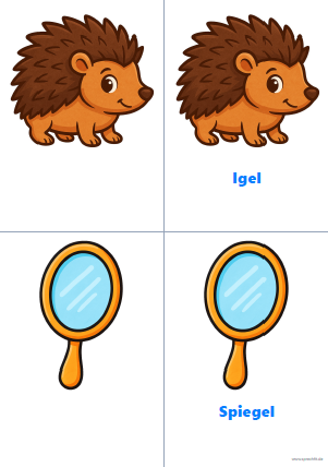 Vorschau Reimkarte Igel und Spiegel