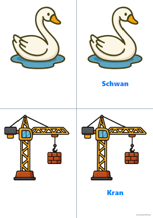 Vorschau Reimkarte Schwan und Kran